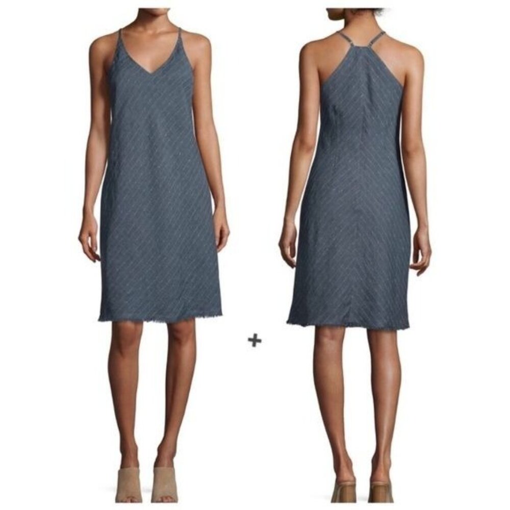 ATM Anthony Thomas Melilo Blue Striped Linen Sleeveless Mini Dress Small